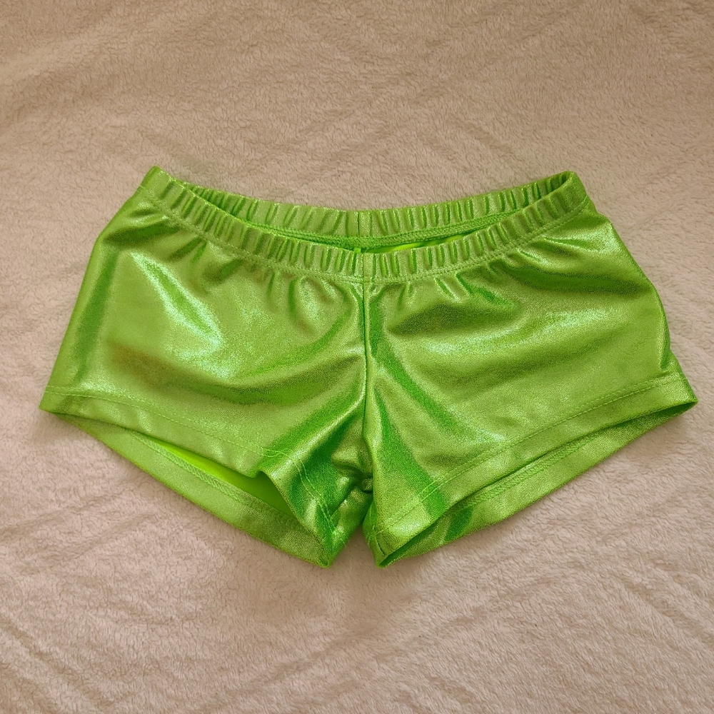 Destira Mystique Gymnastic Shorts, Athletic Sport Shorts, Green - Size JR